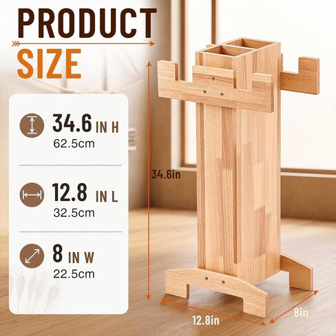 Lewtemi 2-in-1 Wooden Archery Bow and Arrow Stand, Solid Wood Storage Rack for Recurve, Compound & Longbows, Indoor Outdoor Archery Organizer in Saudi Arabia