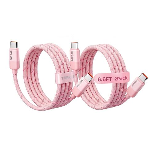 TORRAS Gradient USB C to USB C Cable, 60W Fast Charging (2Pack&6.6FT),Pink in Saudi Arabia