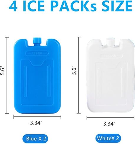 Reusable Ice Packs 200ml, 4 Pack Water Filled Cool Packs (2 Blue & 2 White), Quick Freeze & Slim Space Saving, Long Lasting Cold for Lunch Box, Cooler, Beach, Camping, Fishing in Kuwait