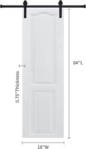 CNC Crafted Modern Door 3/4" Thick 18 in. x 84 in. MDF White Barn Sliding Door with Hardware kit, Milk White in Kuwait