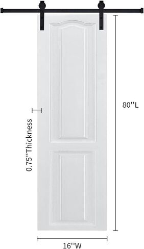 CNC Crafted Modern Door 3/4" Thick 16 in. x 80 in. MDF White Barn Sliding Door with Hardware kit, Milk White in Kuwait