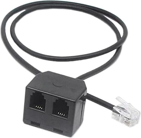 RJ9 محول الفاصل الحبل 2 أنثى إلى 1 ذكر RJ9 4P4C تمديد كابل أسود تمديد كابل للهاتف in Kuwait