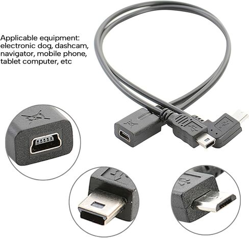 USB Splitter Extender Cable 5p Female to 5p Right Angles Male+Micro Male Cord Splitter Charging Cord in Kuwait