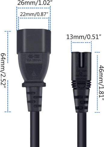 Male to Female Cable C14 to Conversion Cord Easy to Use Extension Cord Convenient Power Cable Essential Power Cable in Kuwait