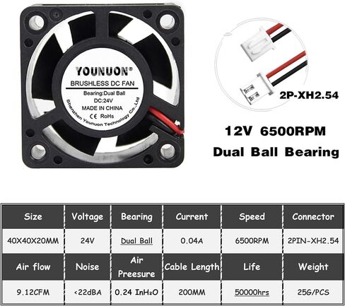 5 Pack 40mm 4cm Cooling Fans DC 24V Double Ball 40x40x20mm PC Laptop Radiator in Saudi Arabia