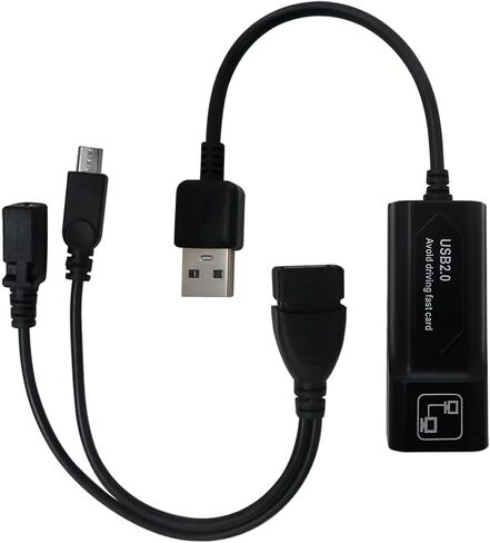 Professional USB 2.0 to RJ45 LAN Ethernet Adapter with USB OTG Y Cable Splitter for Fire TV Stick 3/2nd Generation 10/100 Mbps Transmission Speed (Black) in Saudi Arabia