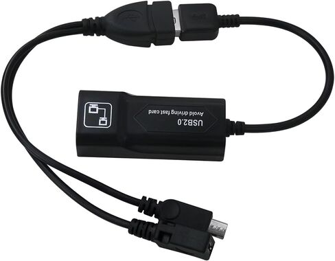 Professional USB 2.0 to RJ45 LAN Ethernet Adapter with USB OTG Y Cable Splitter for Fire TV Stick 3/2nd Generation 10/100 Mbps Transmission Speed (Black) in Saudi Arabia
