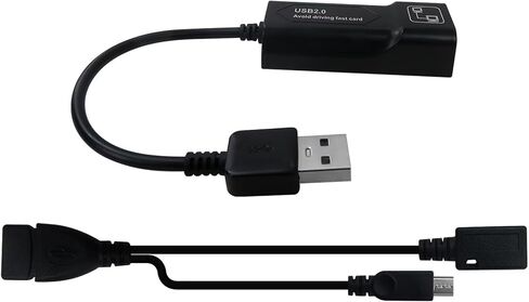 Professional USB 2.0 to RJ45 LAN Ethernet Adapter with USB OTG Y Cable Splitter for Fire TV Stick 3/2nd Generation 10/100 Mbps Transmission Speed (Black) in Saudi Arabia
