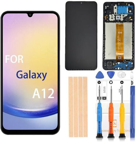 OEM for Samsung Galaxy A12 Screen Replacement 6.5 inch A125U1 a125a A125W LCD Display digitizer Touch Screen Assembly with Full Accessories (SM-A12 Screen Black with Frame) in Saudi Arabia