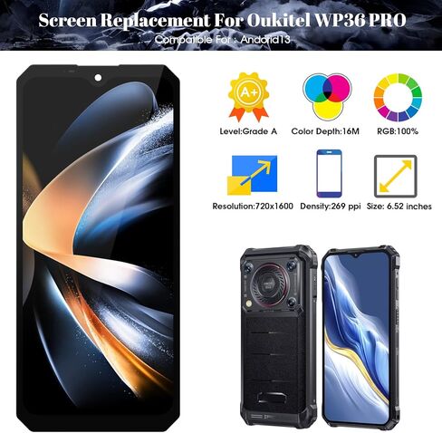 SRJTEK for Oukitel WP36 PRO Screen Replacement for Oukitel WP36 PRO LCD Display for Oukitel WP36 PRO Touch Screen Digitizer Assembly Repair Kits Without Frame Black (for Android 13(not fit for 14)) in Saudi Arabia
