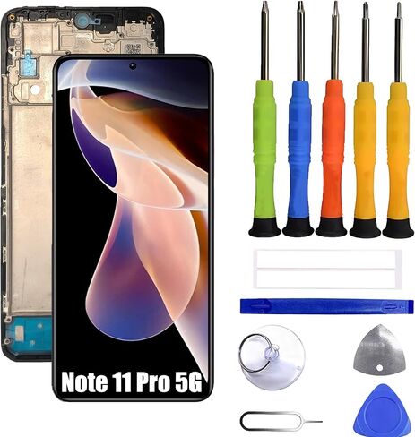 TFT LCD Display Compatible with Xiaomi Redmi Note 11 Pro 5G Screen Pantalla Touch Digitizer Replacement [with Frame] [No Fingerprint Support] with Repair Tool kit in Saudi Arabia