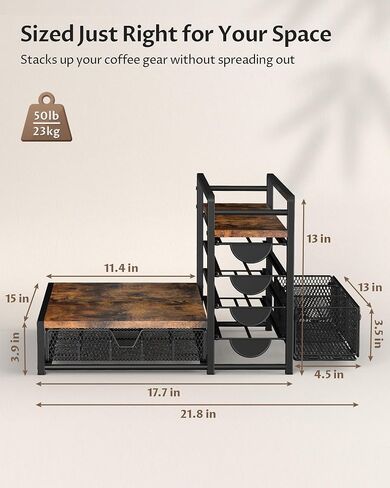 Coffee Station Organizer, Coffee Bar Organizer with 90 K-Cup Capacity in Saudi Arabia