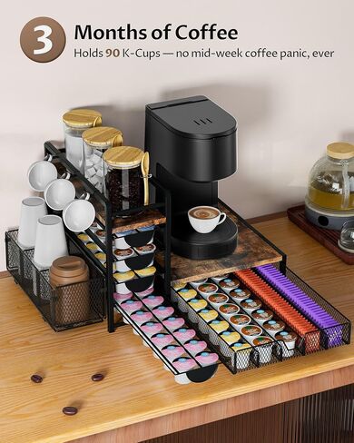 Coffee Station Organizer, Coffee Bar Organizer with 90 K-Cup Capacity in Saudi Arabia