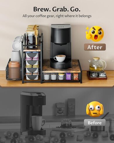Coffee Station Organizer, Coffee Bar Organizer with 90 K-Cup Capacity in Saudi Arabia
