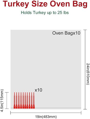 Turkey Bags for Oven Holds Up To 25 lbs, 19"x24" 100% Nylon in Saudi Arabia