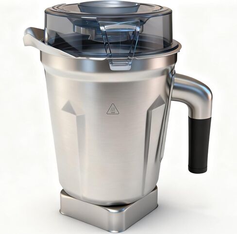 Built-in Chip 64oz Stainless Steel Container Blender Pitcher, Replacement Jar Compatible with Vitamix 5200, 750, 6300, E310, Vm0103, Vm0197, E310, A2500, Explorian,Ascent Series, 5 Years Warranty in Kuwait