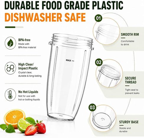 YQL 2-Pack 32oz أكواب خلاط بديلة لـ NutriBullet 600W و900W in Kuwait