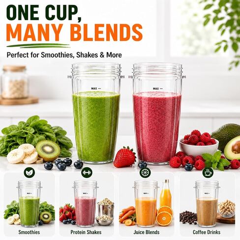 YQL 2-Pack 32oz أكواب خلاط بديلة لـ NutriBullet 600W و900W in Kuwait