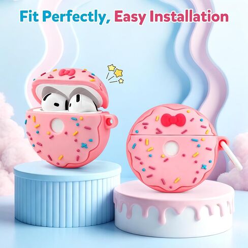 Aolcev for Airpods 4 Case 2024 with Keychain Cute Kawaii Case Cover Pink in Kuwait