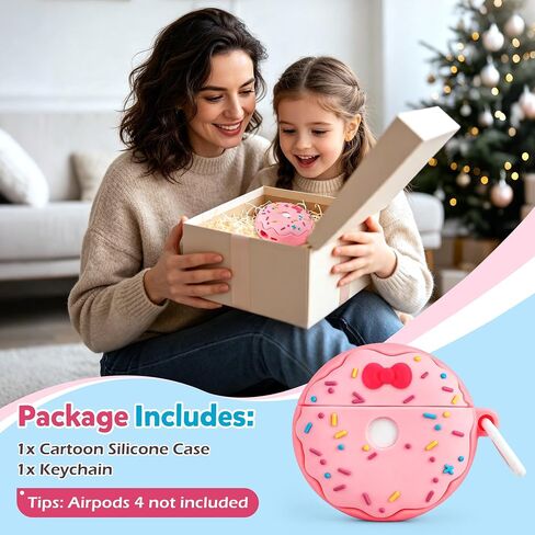Aolcev for Airpods 4 Case 2024 with Keychain Cute Kawaii Case Cover Pink in Kuwait