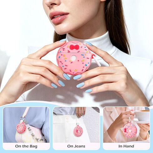 Aolcev for Airpods 4 Case 2024 with Keychain Cute Kawaii Case Cover Pink in Kuwait