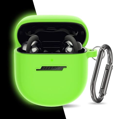 حافظة سيليكون لسماعات Bose QuietComfort Earbuds II (2022) وQuietComfort Ultra (2023)، غطاء واقٍ مقاوم للصدمات مع سلسلة مفاتيح للرجال والنساء (أخضر) in Kuwait