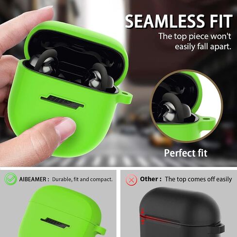 حافظة سيليكون لسماعات Bose QuietComfort Earbuds II (2022) وQuietComfort Ultra (2023)، غطاء واقٍ مقاوم للصدمات مع سلسلة مفاتيح للرجال والنساء (أخضر) in Kuwait