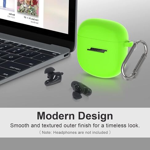 حافظة سيليكون لسماعات Bose QuietComfort Earbuds II (2022) وQuietComfort Ultra (2023)، غطاء واقٍ مقاوم للصدمات مع سلسلة مفاتيح للرجال والنساء (أخضر) in Kuwait