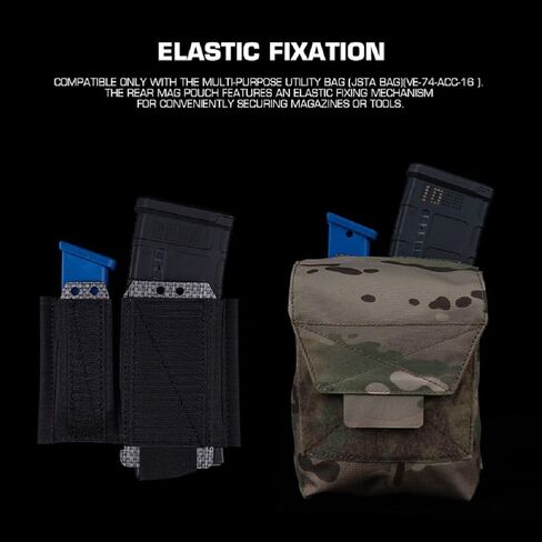 Tactical Magazine Insert Pouch for 9mm, 5.56 & 7.62, Universal Hook and Loop Fastener, Elastic Retention System for Multi-Purpose Utility Bag in Saudi Arabia