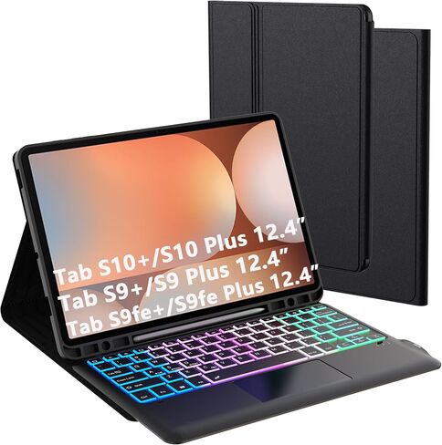 for Samsung Galaxy Tab S10 Lite/S10 FE/S9 FE 10.9"/S9 11" Keyboard Case: 3 Zone 7 Colors Backlit Trackpad Keyboard for 10.9-inch S10 Lite Tablet - Detachable Wireless Key Board Cover with Pen Holder in Saudi Arabia