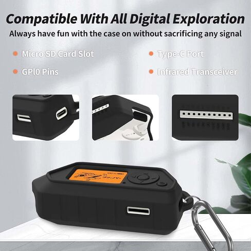 for Flipper Zero Case Cover, Soft Silicone Protective Case Only Compatible with Flipper Zero Device with Carabiner Accessories Set(Black) in Saudi Arabia