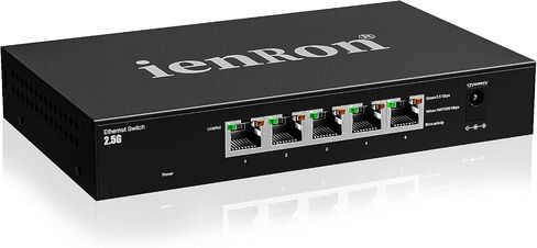 5 Port 2.5G Ethernet Switch, Unmanaged Multi-Gigabit Network Switch, 2.5Gb for Gaming, NAS, PC, Laptop, Smart TV, Plug & Play, Metal Housing,Fanless Design, Ethernet Splitter (Black) in Saudi Arabia