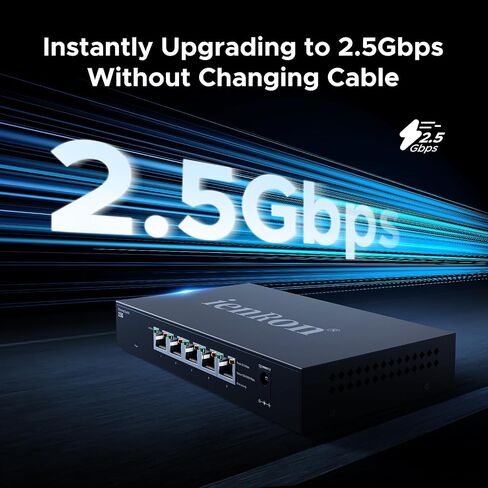 5 Port 2.5G Ethernet Switch, Unmanaged Multi-Gigabit Network Switch, 2.5Gb for Gaming, NAS, PC, Laptop, Smart TV, Plug & Play, Metal Housing,Fanless Design, Ethernet Splitter (Black) in Saudi Arabia