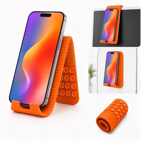 Silicone Foldable Phone Stand with Aluminum Core, Flexible Bendable Cell Phone Holder, Adjustable Anti-Slip Desk Stand for Phone Tablet, Portable Rollable Multi-Angle Stand for Desk, Bed, Travel in Saudi Arabia