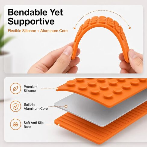 Silicone Foldable Phone Stand with Aluminum Core, Flexible Bendable Cell Phone Holder, Adjustable Anti-Slip Desk Stand for Phone Tablet, Portable Rollable Multi-Angle Stand for Desk, Bed, Travel in Saudi Arabia