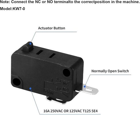 KW7-0 Micro Switch Replacement for Air Fryer XL, Power XL, Vortex, Microwave Oven,Induction Cooker-Normally Open, 16A 125V/250V, 2Pins 1NO 1NC in Saudi Arabia