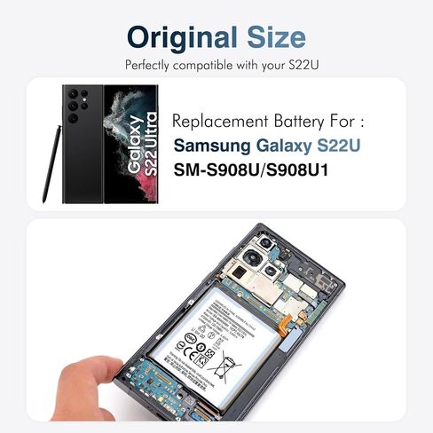 S22 Ultra Battery EB-BS908ABY for Samsung Galaxy S22 Ultra, 6700mAh in Kuwait