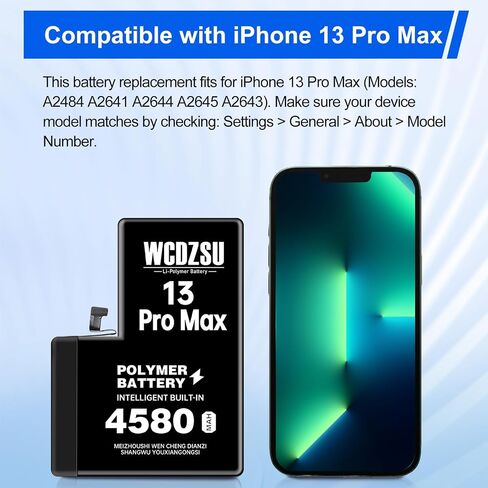 بطارية بديلة لجهاز iPhone 13 Pro Max 4580mAh بطارية جديدة ذات سعة عالية 0 دورة لجهاز iPhone 13 ProMax مع مجموعة أدوات إصلاح كاملة الموديل: A2484 A2641 A2644 A2645 A2643 in Kuwait