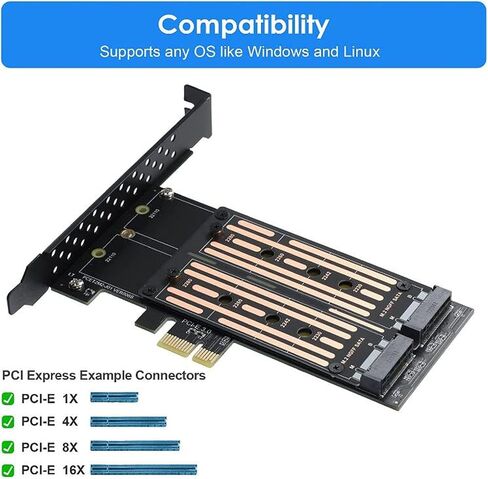 M.2 SATA SSD NGFF to PCIE Dual Adapter High Speed Data Transfer for Desktop Users in Saudi Arabia