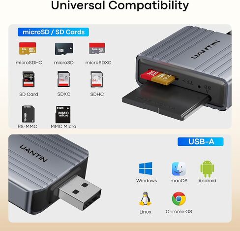 UANTIN SD Card Reader 4.0, USB A to Micro Memory Card Reader Aluminum in Saudi Arabia