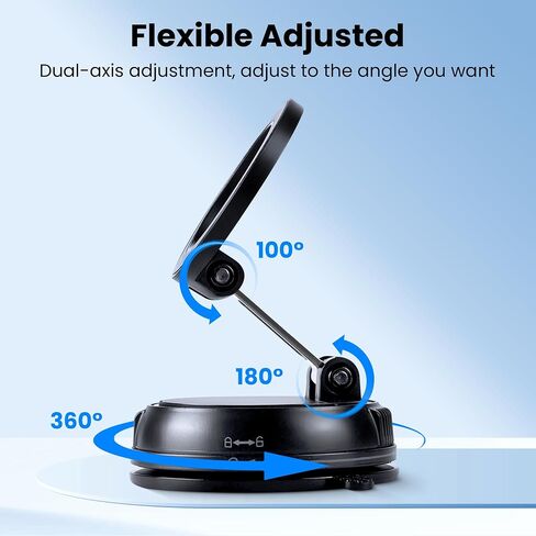 Magnetic Phone Holders for Your Car, Vacuum Car Phone Holder for Magsafe, Strong Suction and 360° Adjustable Foldable Car Phone Mount for iPhone 17 Pro Max 16 15 14 13 12 Plus & Android, Black in Saudi Arabia