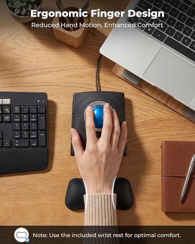 Wired Ergonomic Trackball Mouse, 55mm for Large Hands, Ambidextrous Design in Saudi Arabia