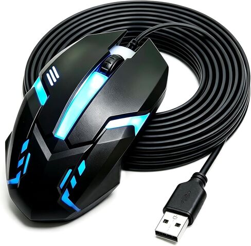 Long USB A Mouse - 15FT Wired Mouse for Windows, Mac, Laptop, Notebook, Chromebook - Righty or Lefty Use in Saudi Arabia