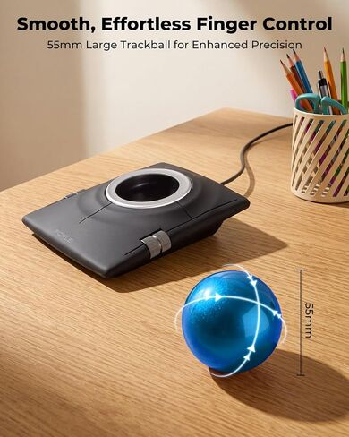 Wired Ergonomic Trackball Mouse, 55mm for Large Hands, Ambidextrous Design in Saudi Arabia