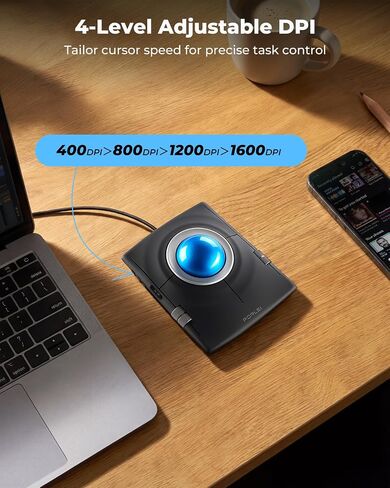 Wired Ergonomic Trackball Mouse, 55mm for Large Hands, Ambidextrous Design in Saudi Arabia