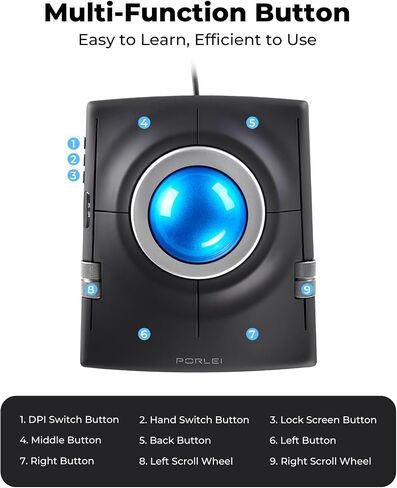 Wired Ergonomic Trackball Mouse, 55mm for Large Hands, Ambidextrous Design in Saudi Arabia