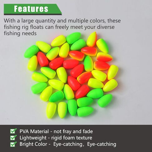 60PCS M Size Bullet Fishing Foam Floats Snell Float Surf Pompano Rigs Float for Spinner Rig Making Fly Fishing Strike Indicators for Trout Catfish Walleye in Saudi Arabia