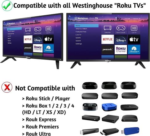 Replacement Remote Control Compatible with All Westinghouse Roku TV Smart TVs 【Not for Roku Stick and Roku Box】(Netflix/Apple TV+ / Paramount+ / HBO Max) in Saudi Arabia
