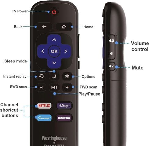 Replacement Remote Control Compatible with All Westinghouse Roku TV Smart TVs 【Not for Roku Stick and Roku Box】(Netflix/Apple TV+ / Paramount+ / HBO Max) in Saudi Arabia