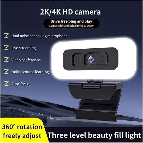 Portable Full HD Webcam with Microphone and Light in Kuwait